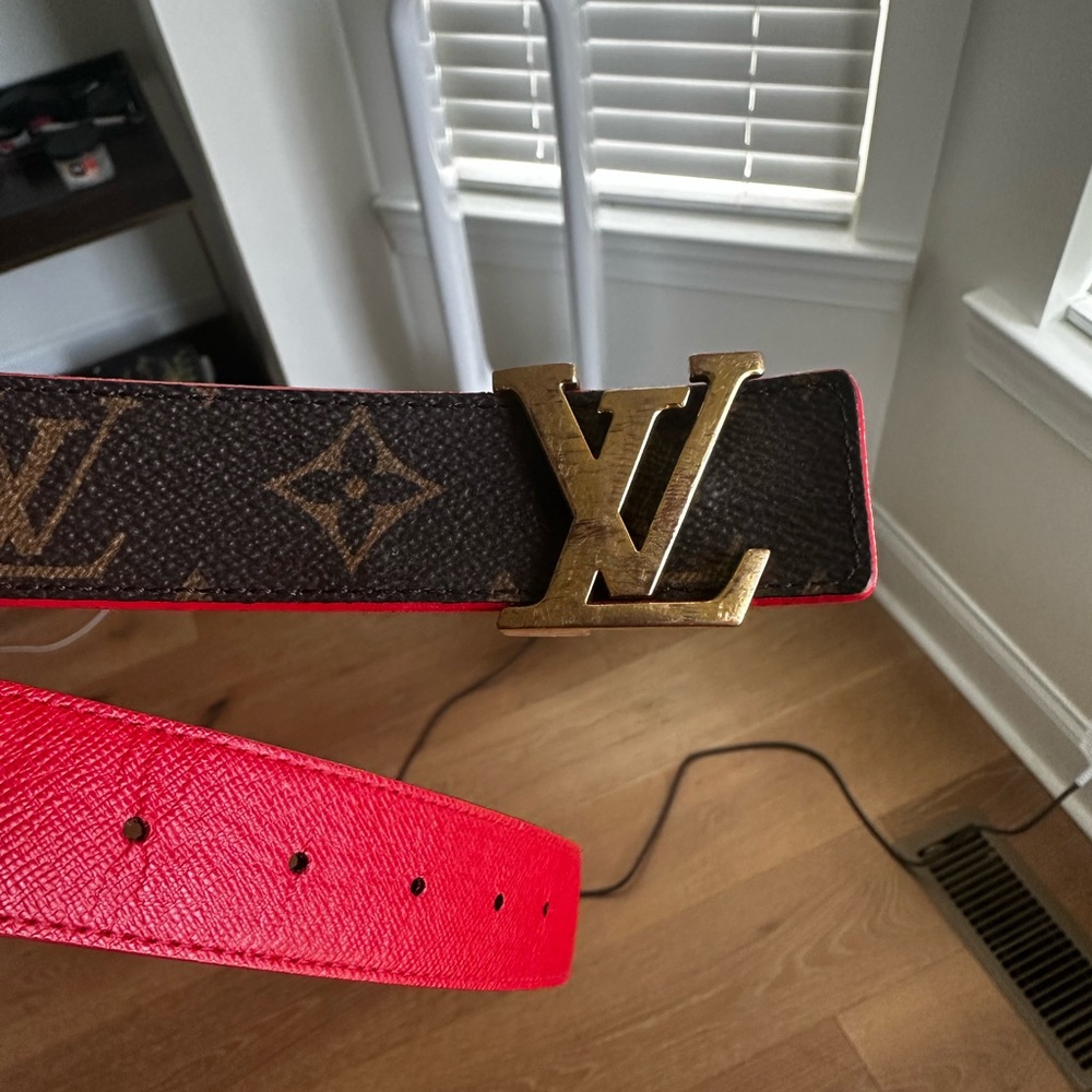 Louis Vuitton Monogram Reversible Brown & Red LV Logo Belt